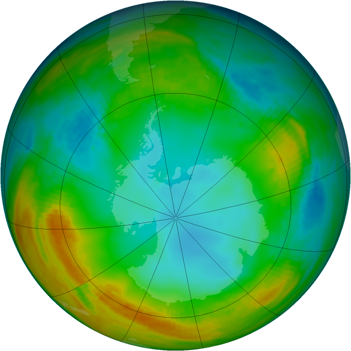 Antarctic ozone map for 21 July 1983
